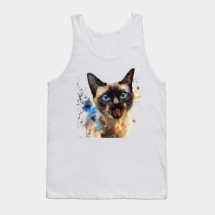 Siamese Cat Water Color Pop Art Design for Cat Lover Tank Top